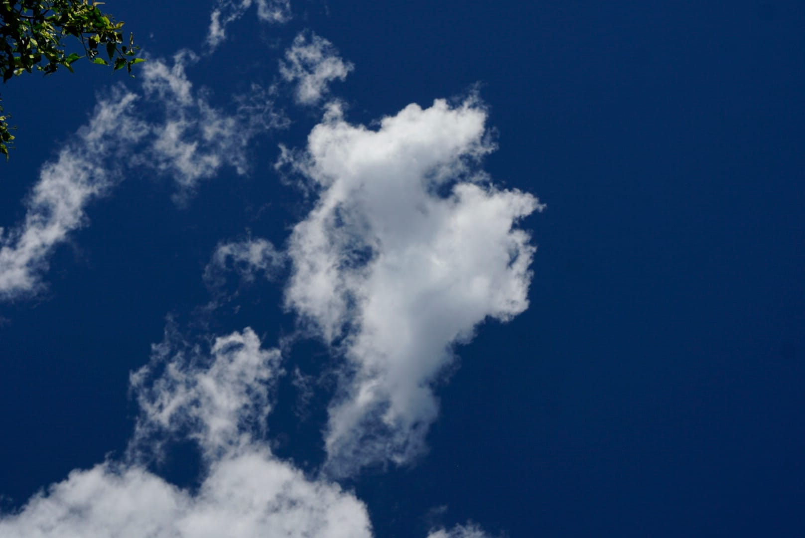 A sculptural white cloud in a deep blue sky