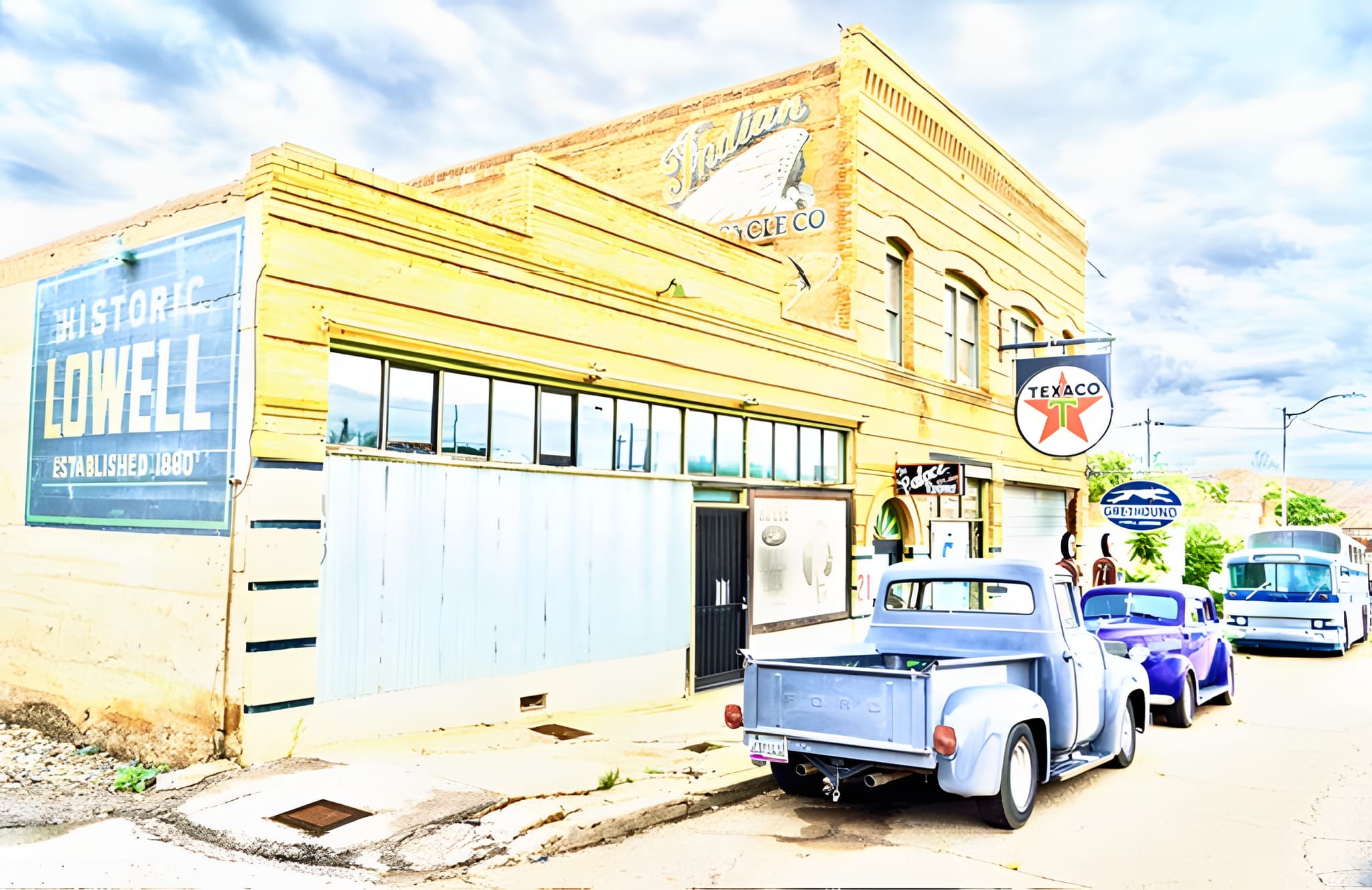 Historic Lowell wall and a vintage Ford pickup, Lowell, Bisbee, Arizona — by Ed Shpritz