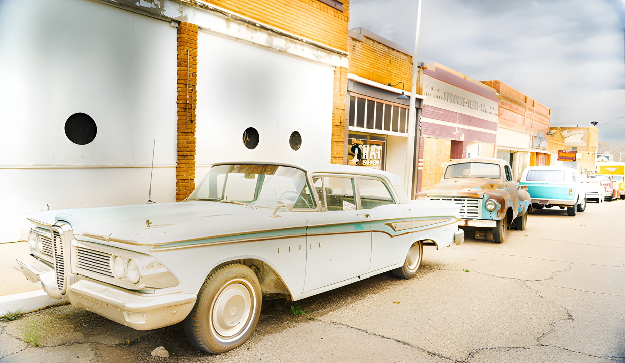 A classic sedan parked on Erie Street, Lowell — by Ed Shpritz